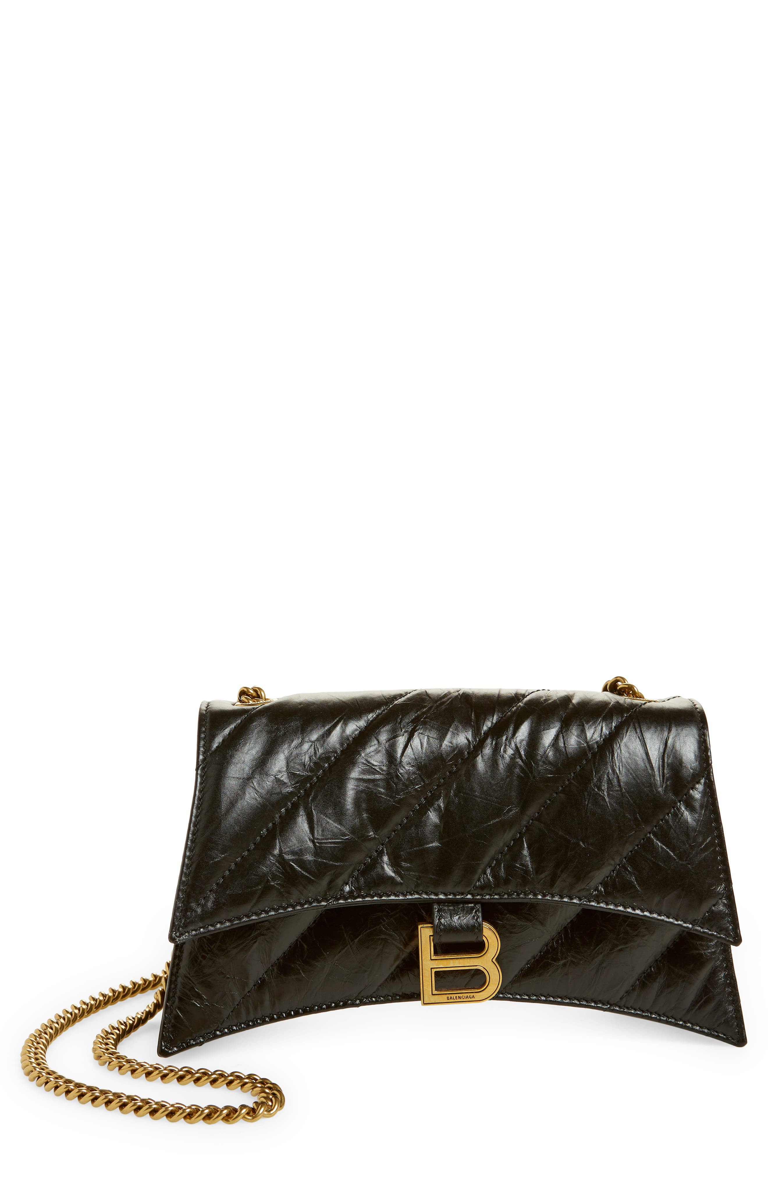 Hourglass Quilted Crushed Leather Wallet on a Chain - 1