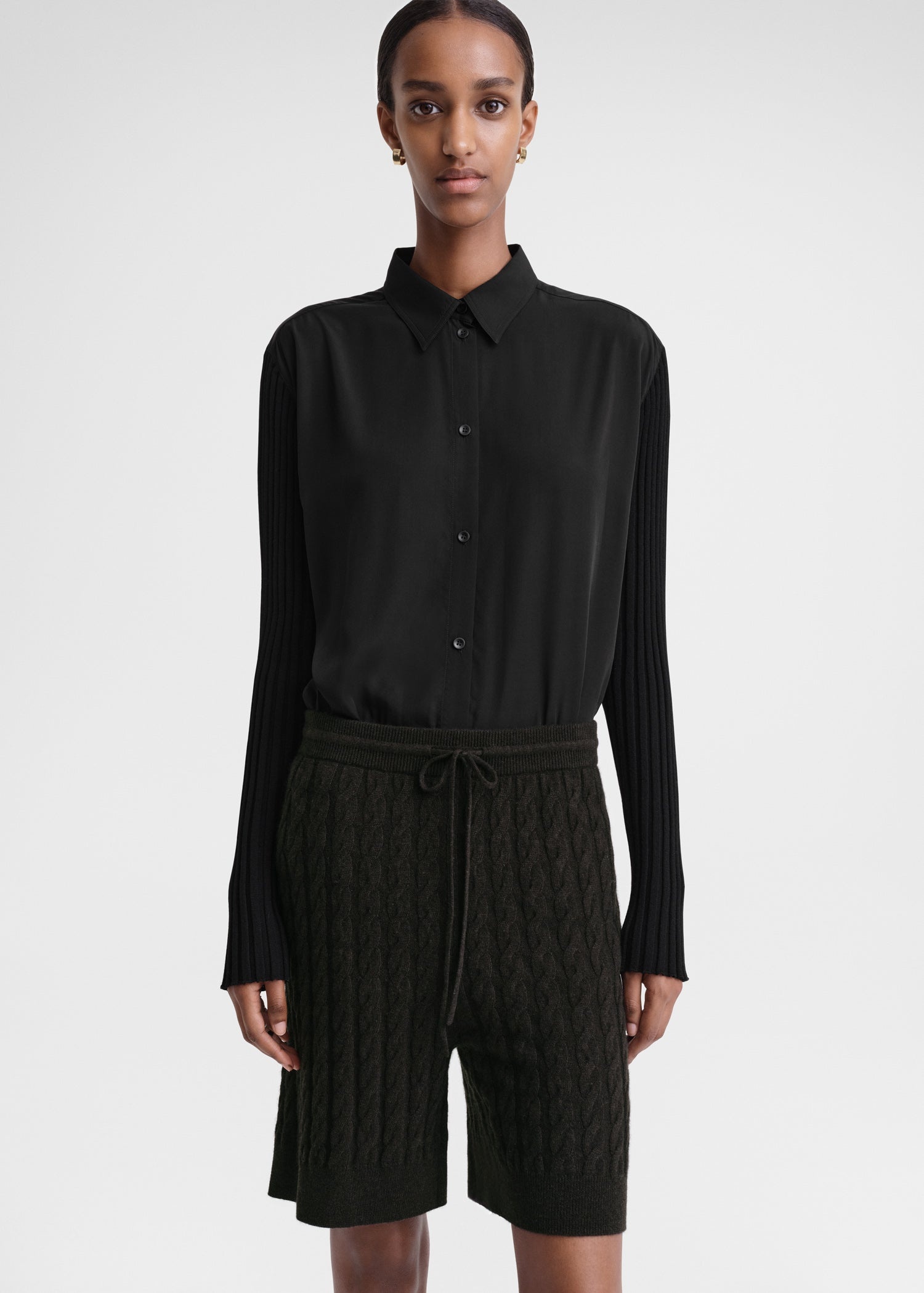 Cable knit shorts espresso - 5