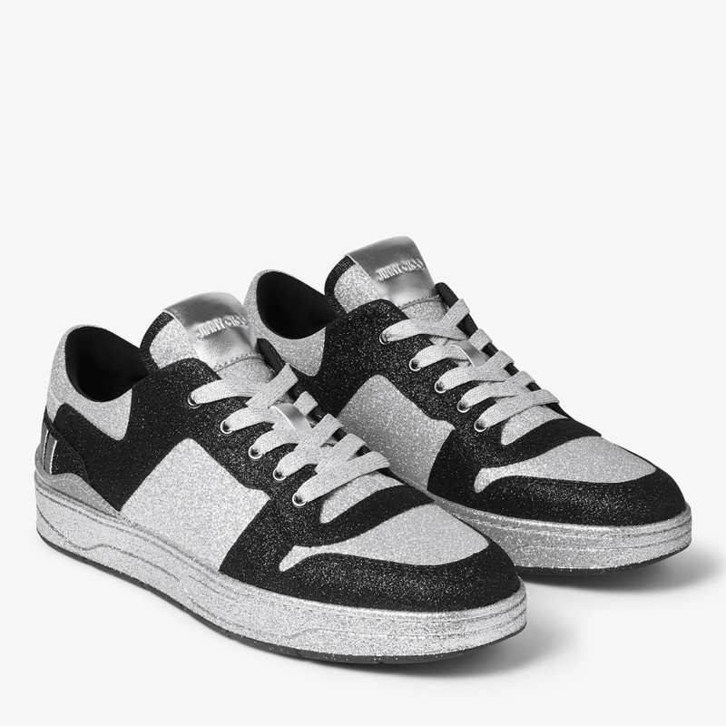 Florent M Black Glitter Fabric Trainers 2