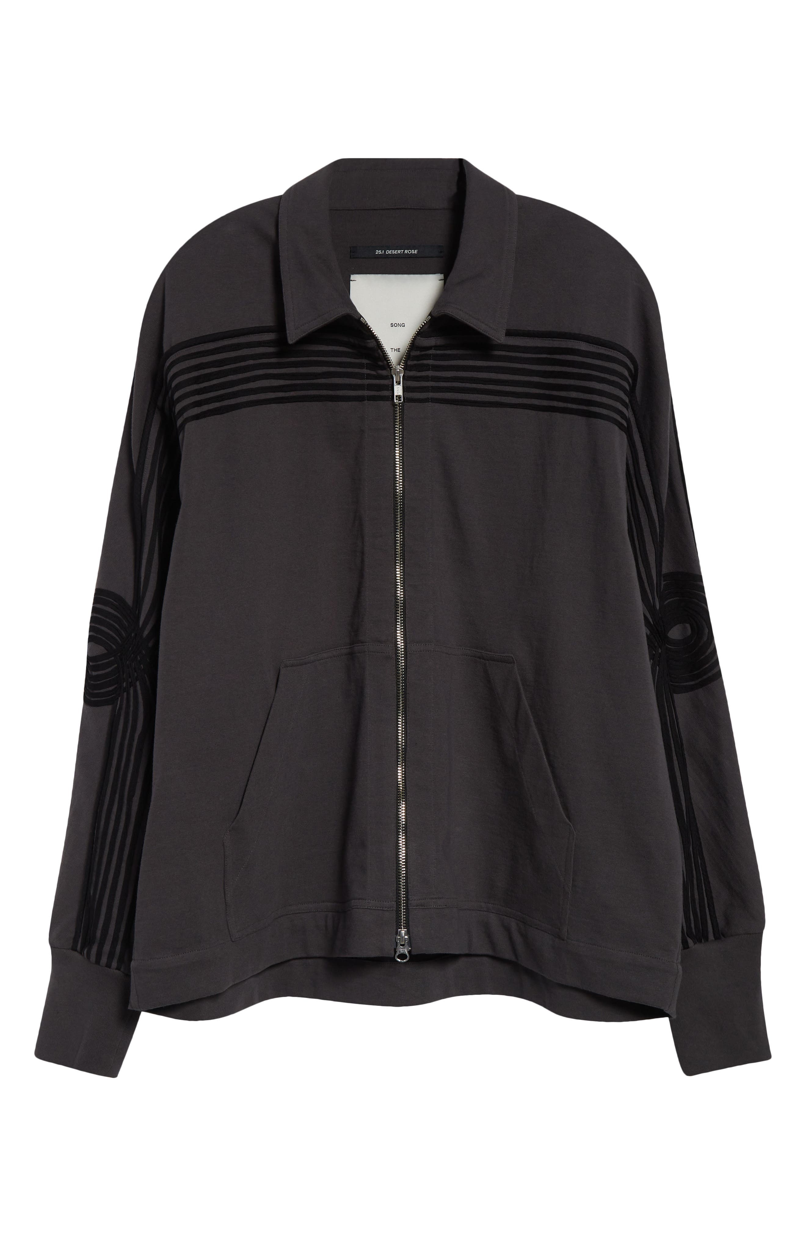 SONG FOR THE MUTE Appliqué Track Jacket in Washed Black at Nordstrom - 7