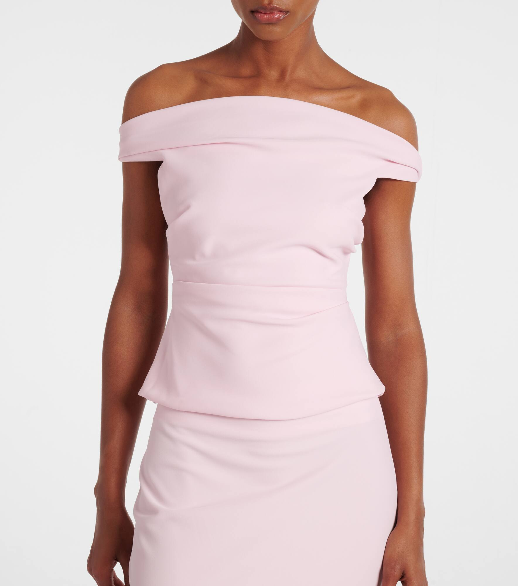 Draped off-shoulder crêpe corset - 5