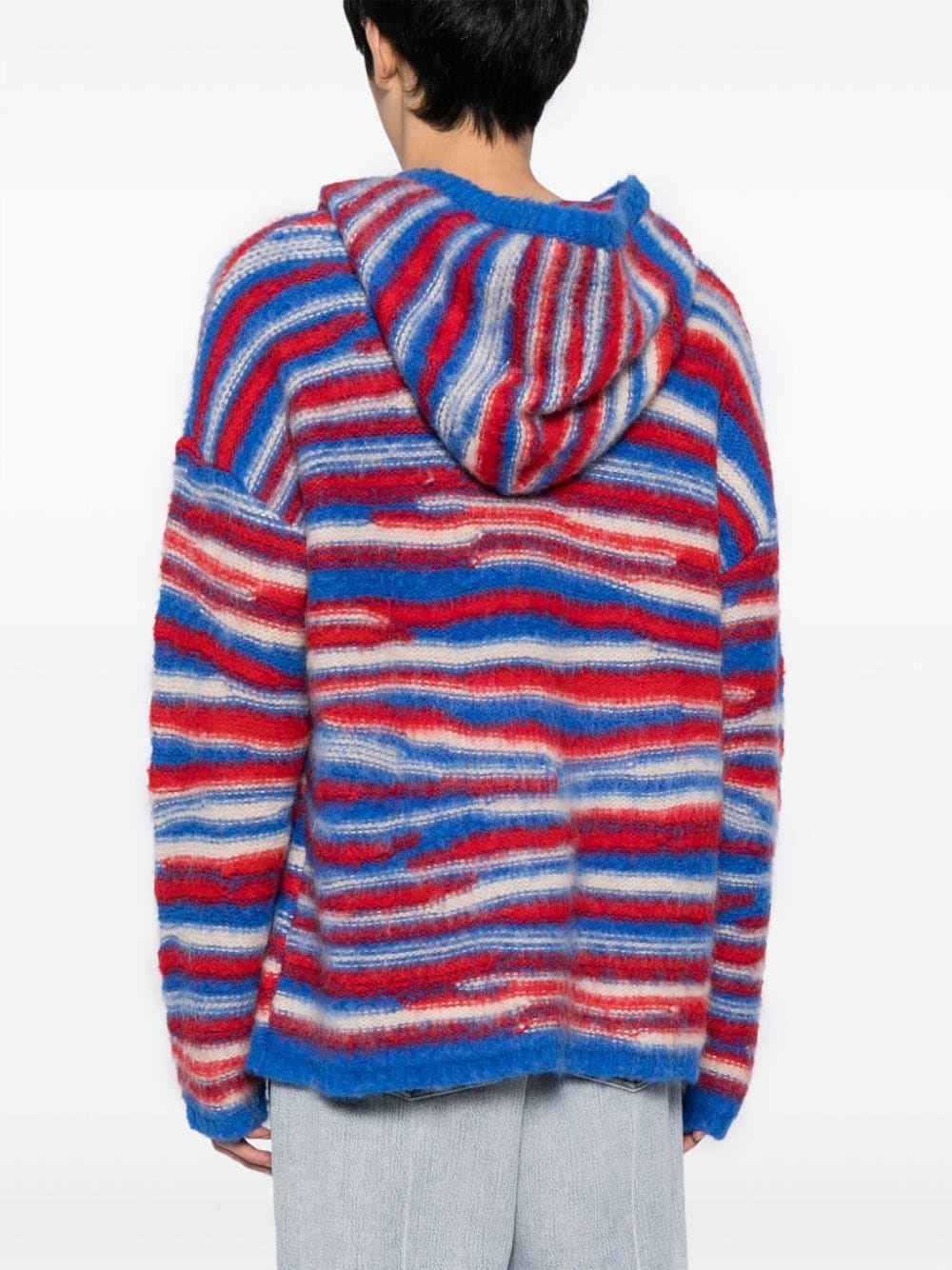 striped intarsia-knit hoodie - 4