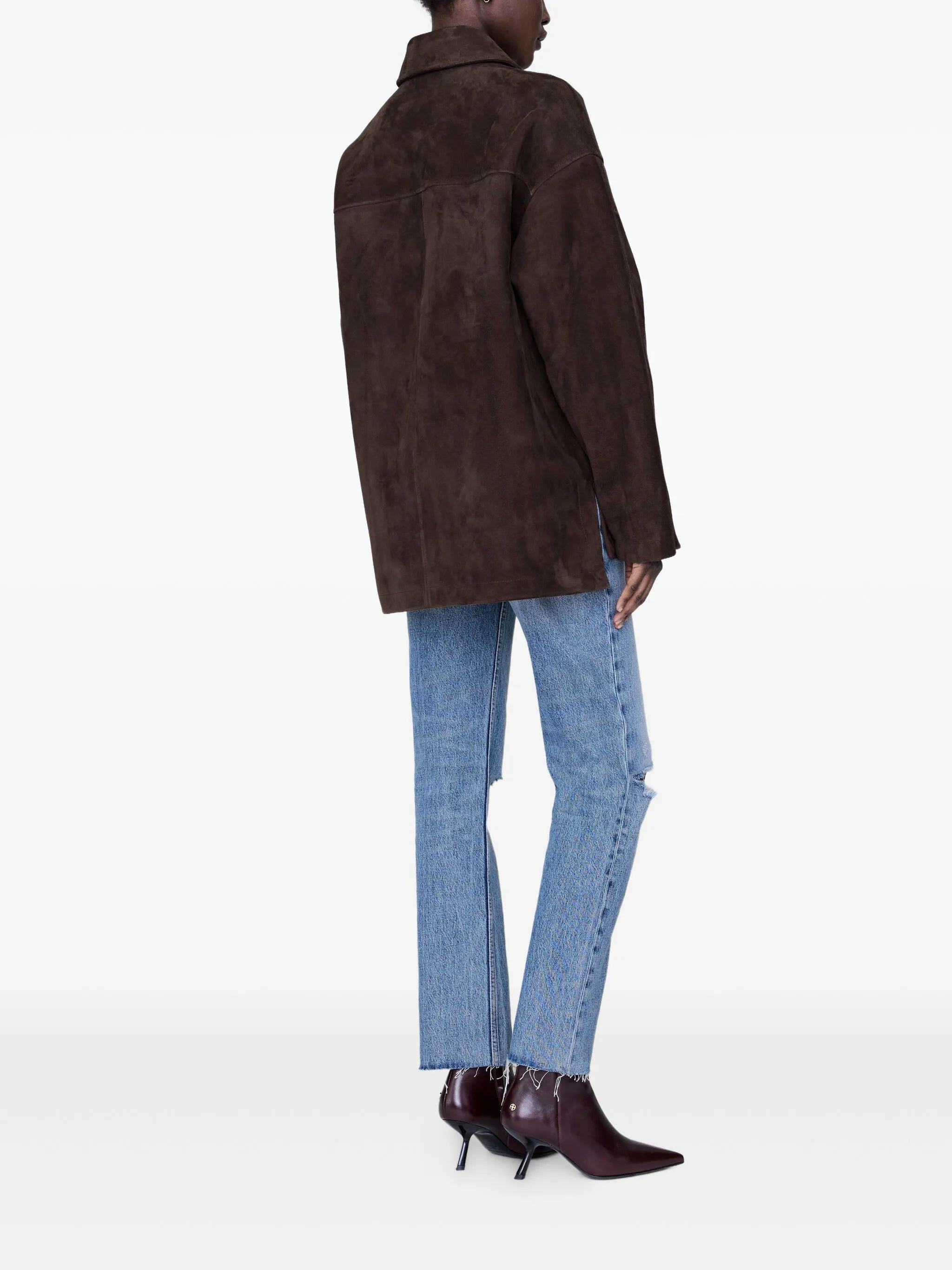Anine Bing Gold-button Suede Jacket - 4