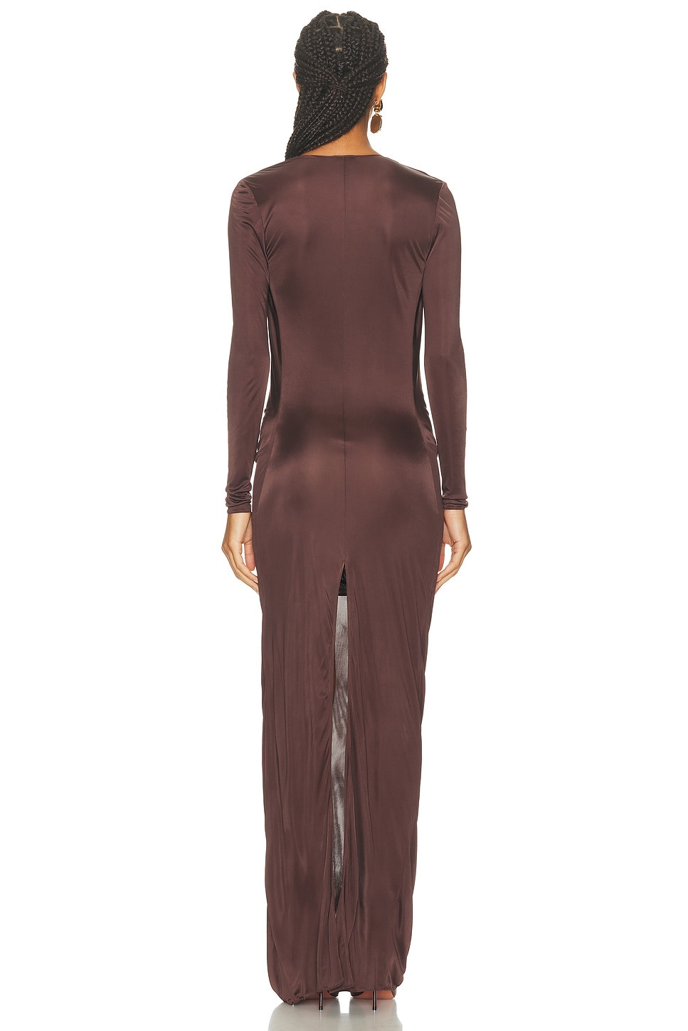 Plunge Neck Long Dress - 3