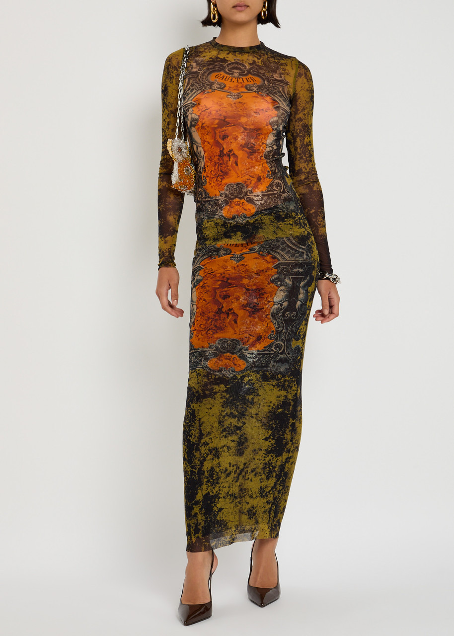 Jean Paul Gaultier Printed Mesh Midi Skirt - 4