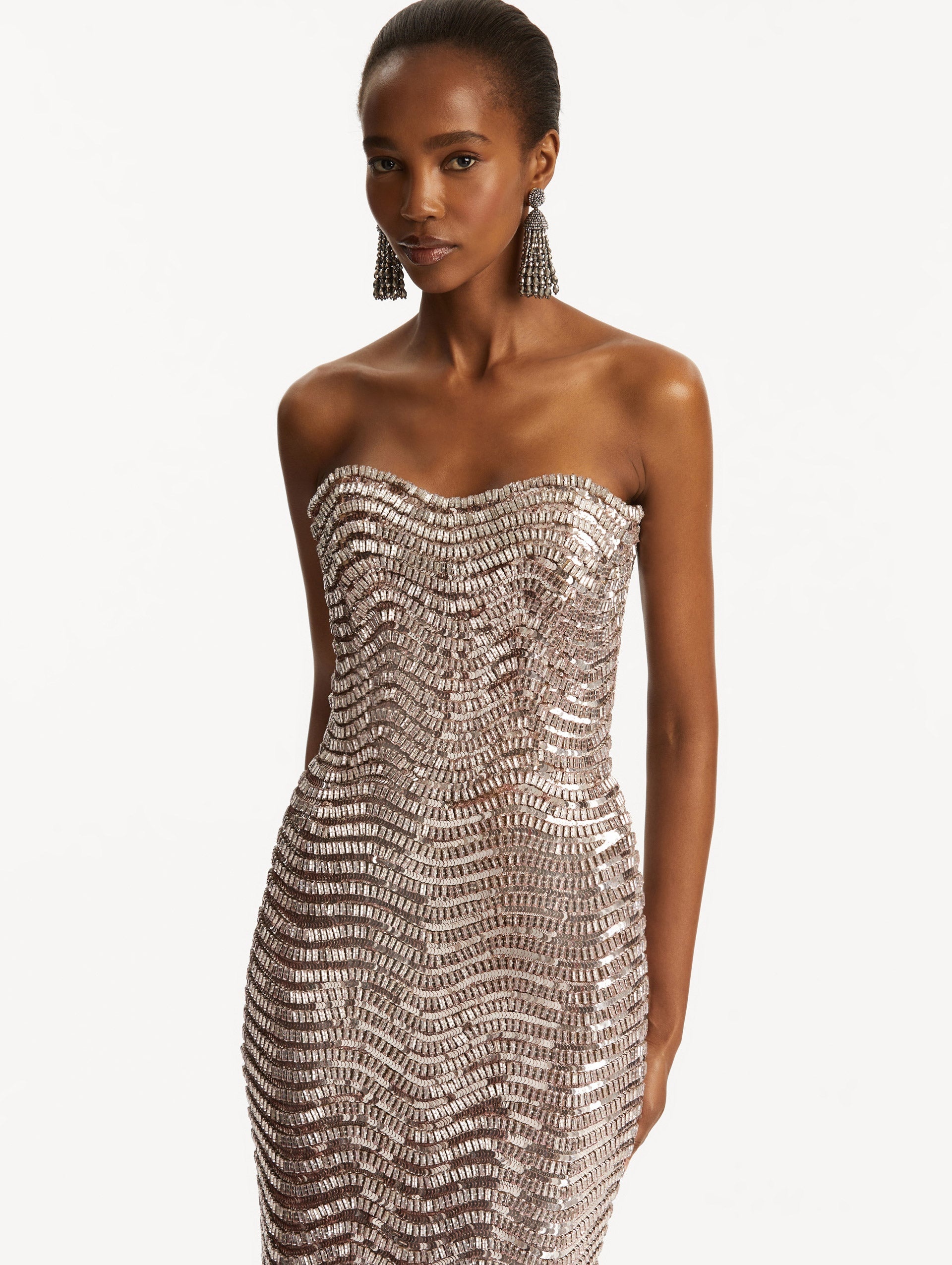 SEQUIN & CRYSTAL WAVE EMBROIDERED GOWN - 5