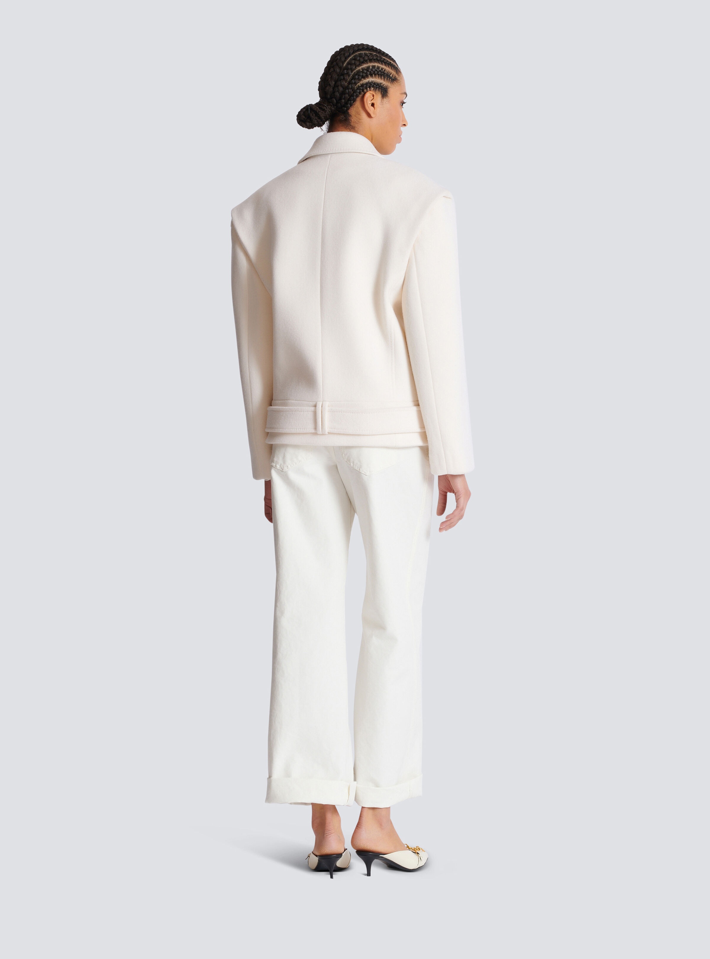 Cropped cashmere reefer jacket - 4