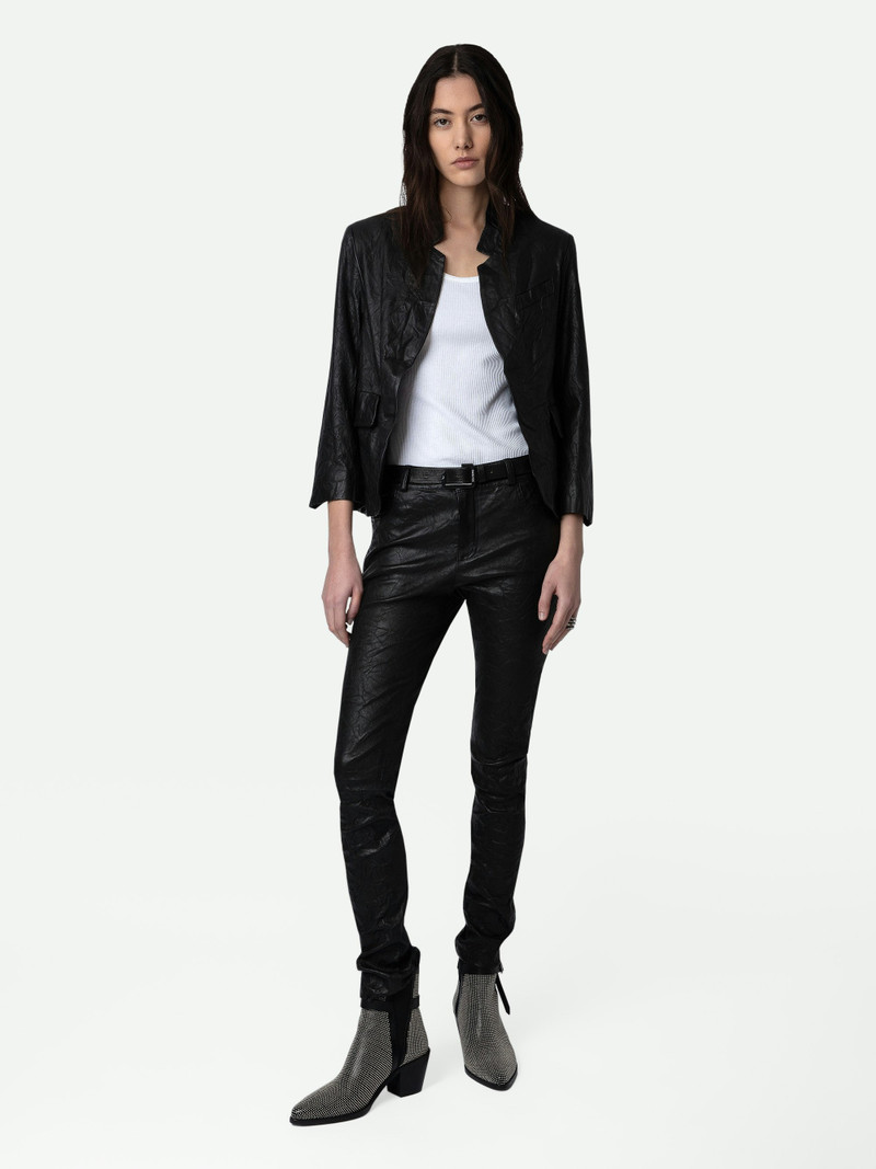 Zadig & Voltaire Verys Crinkled Leather Blazer outlook