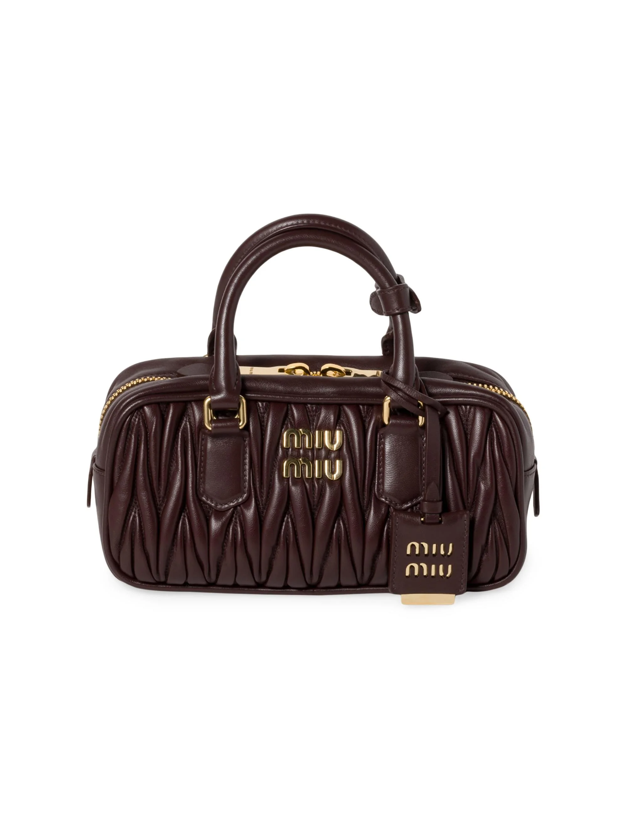 Women's Arcadie Matelassé Nappa Leather Top Handle Bag - Dark Red - 1