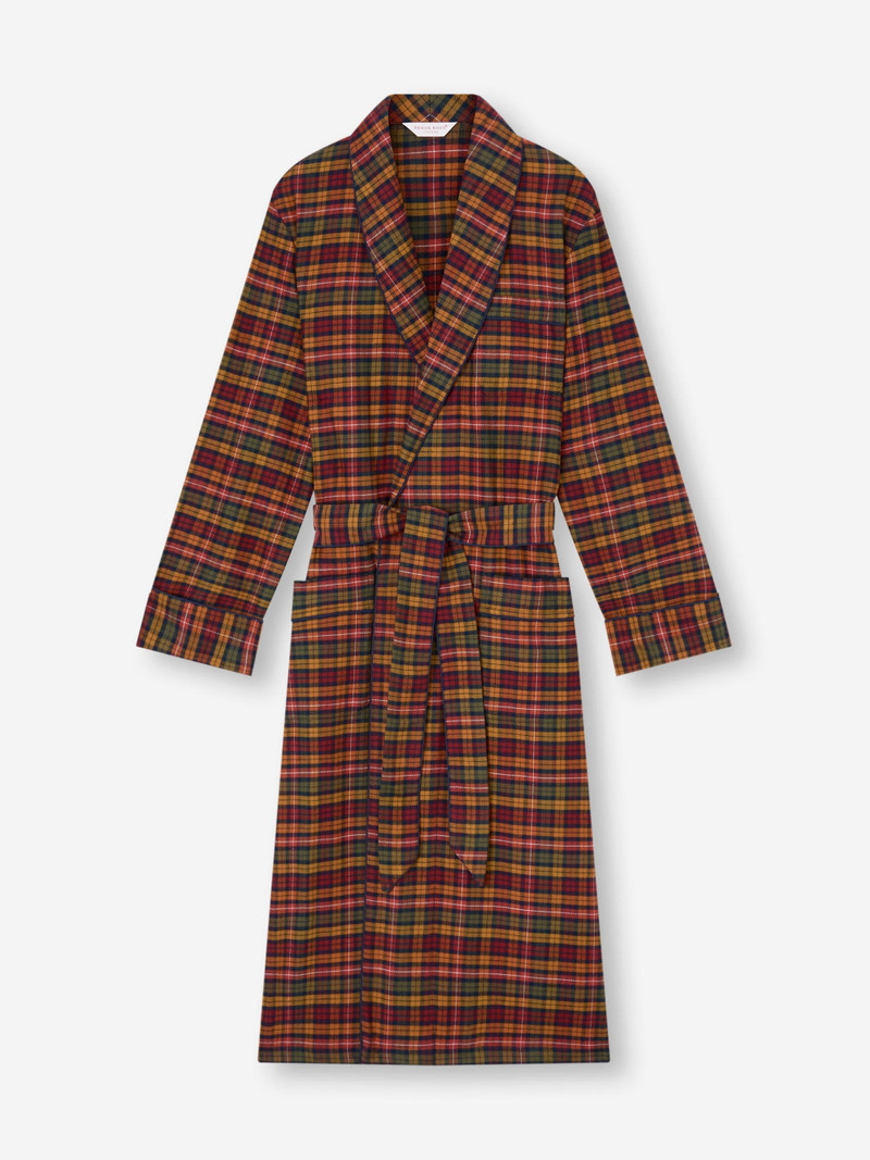 Derek Rose Men's Robe Kelburn Brushed Cotton Multicolor Check outlook