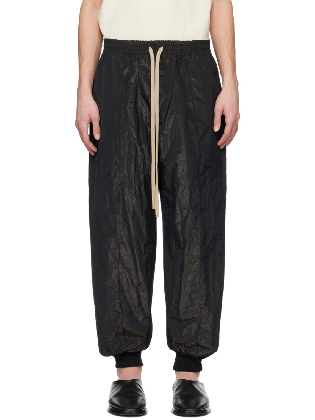 Black Pintuck Track Pants - 1