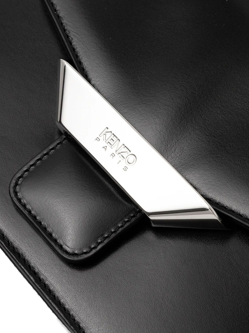 Ribbon flap leather shoulder bag - 5