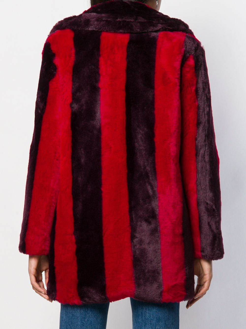 striped faux-fur coat - 4