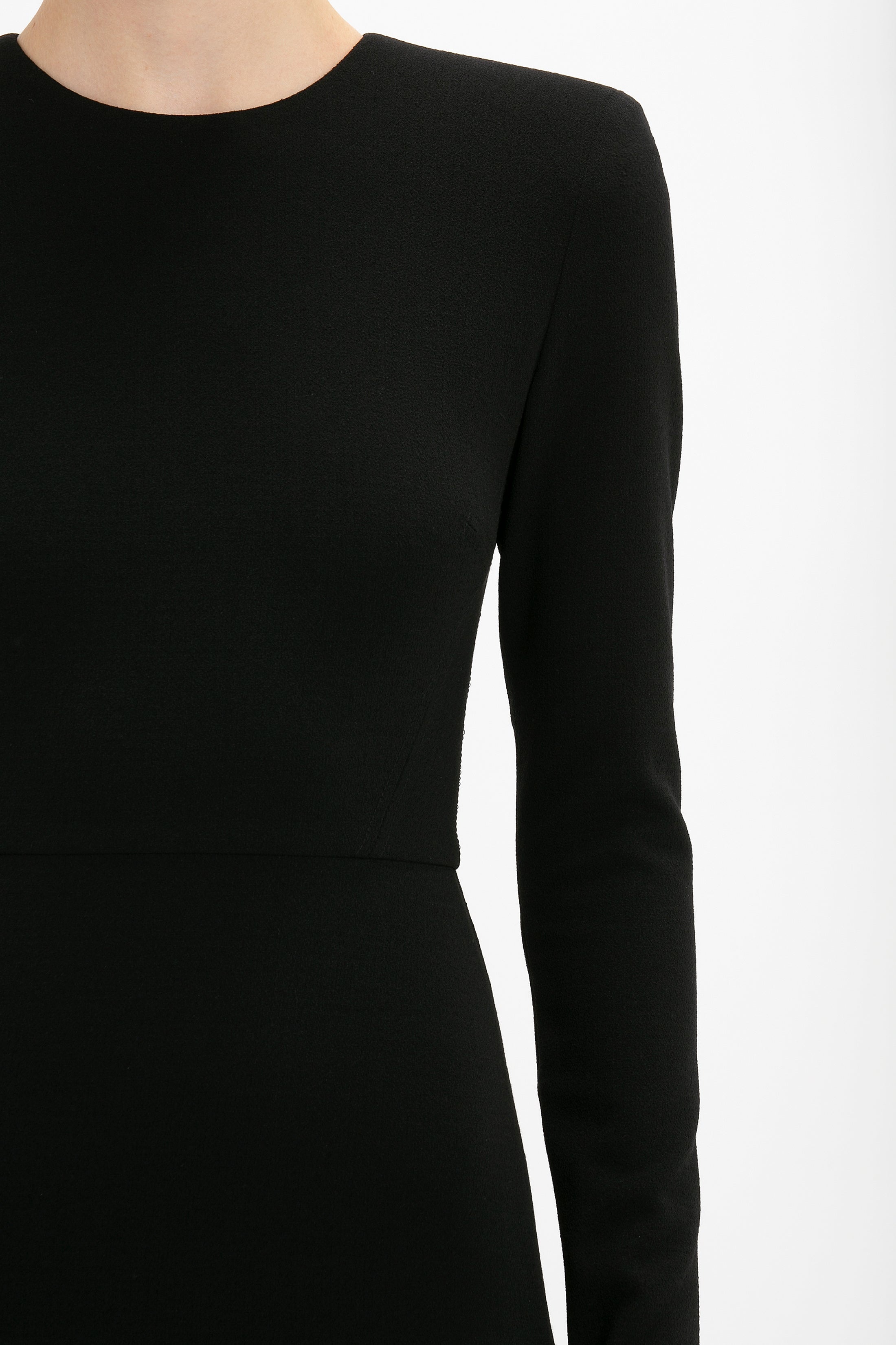 Long Sleeve T-Shirt Fitted Dress In Black - 6