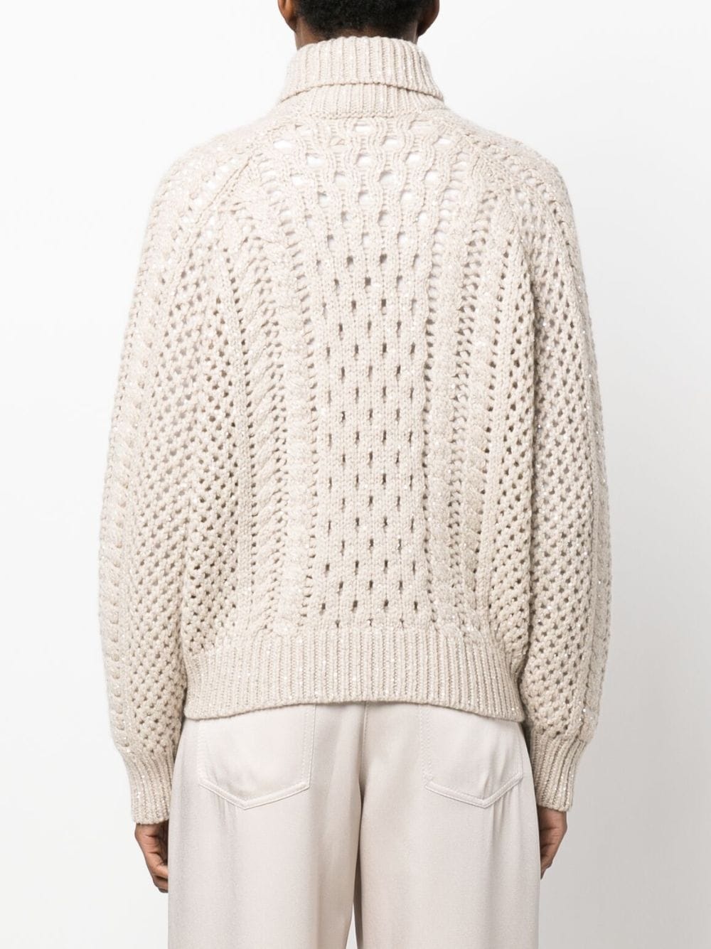 high-neck crochet-knit jumper - 4
