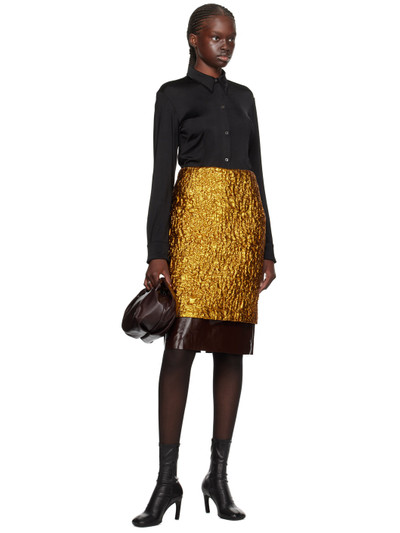 Dries Van Noten Gold Layered Midi Skirt outlook
