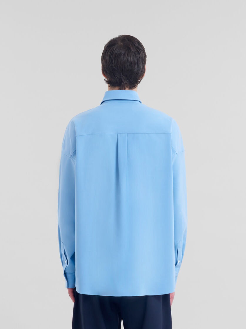 BLUE WOOL SHIRT WITH CONTRAST BACK - 3