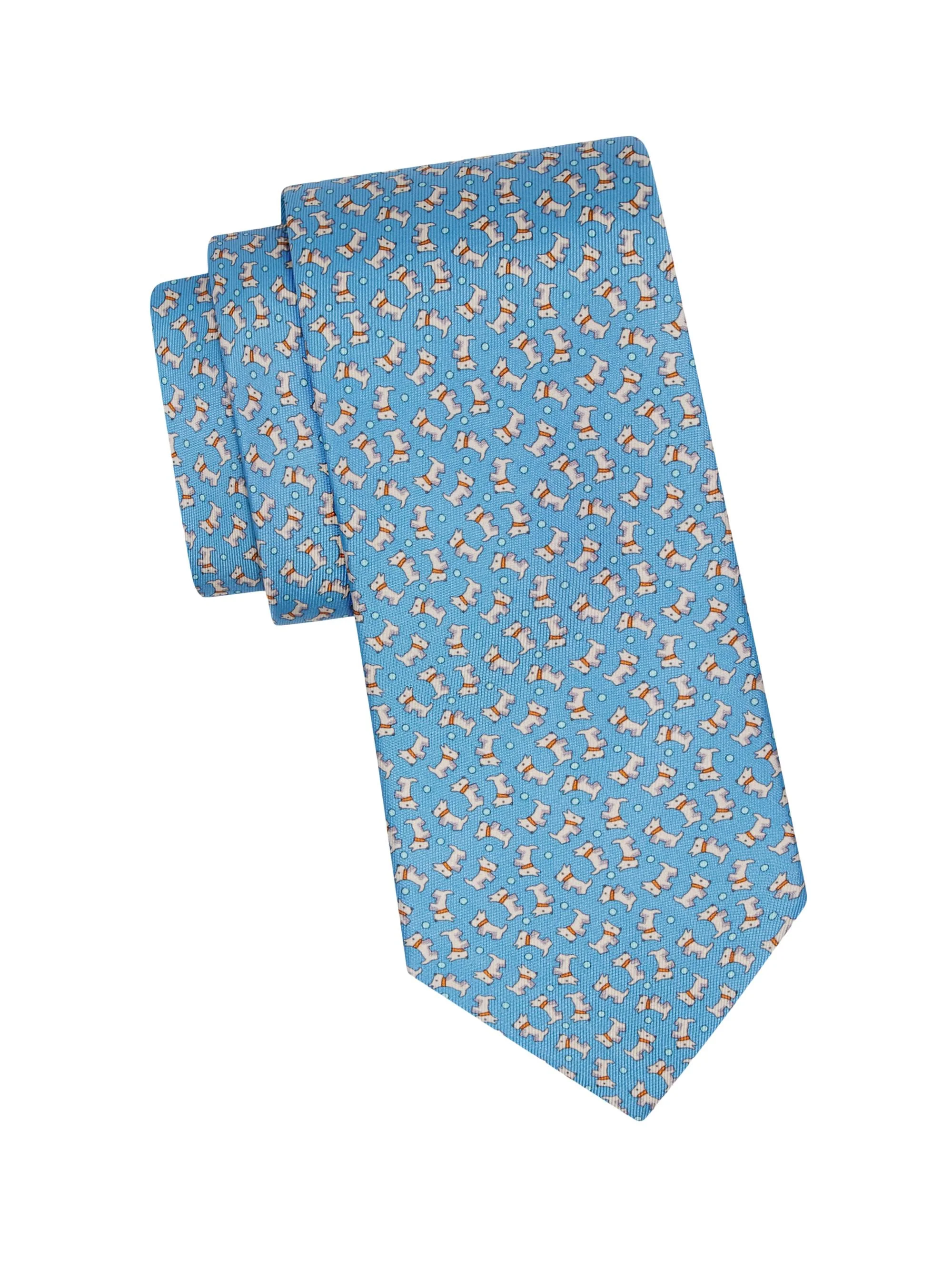 Men's Charlie-Print Silk Tie - Azzurro - 1