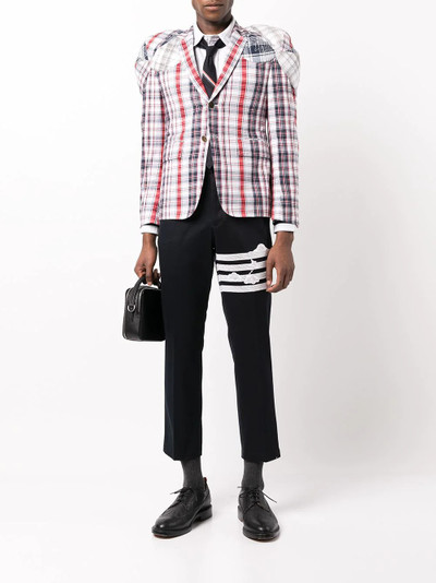 Thom Browne UNCONSTRUCTED CHINO TROUSER W/ 4BAR BRODERIE ANGLAISE IN SKY MOTIF outlook