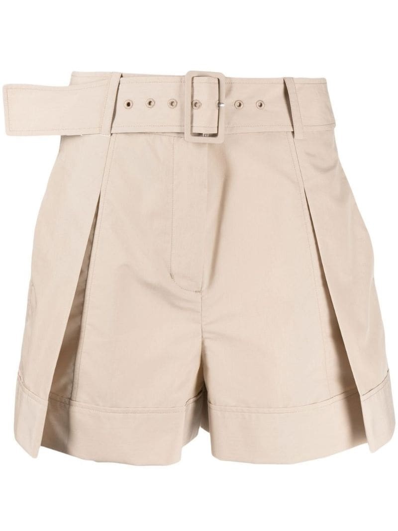 pleat-detailing belted shorts - 1
