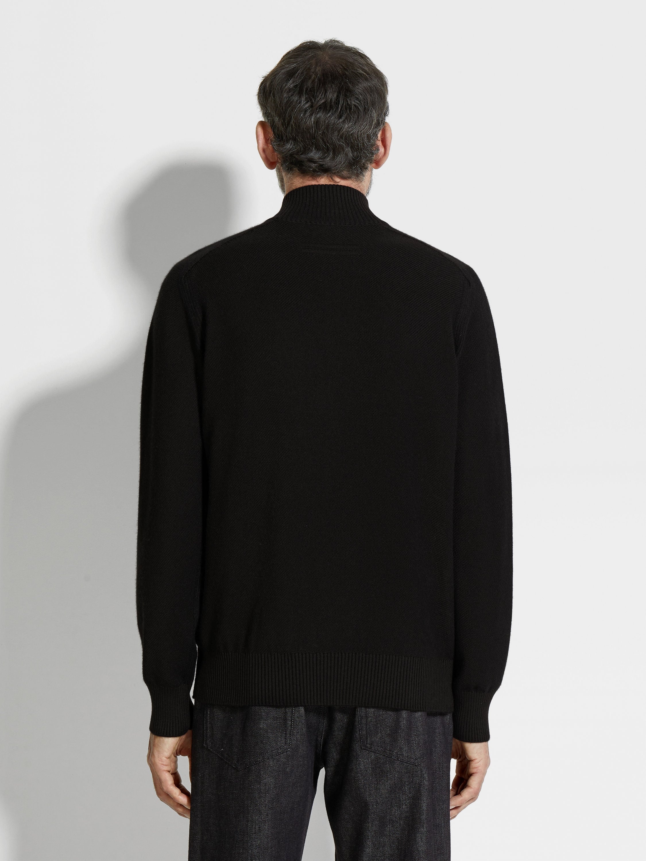 BLACK CASHSETA FULL ZIP CARDIGAN - 5
