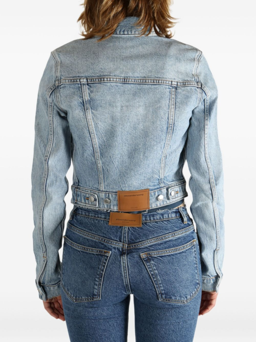 button-fastening denim jacket - 5