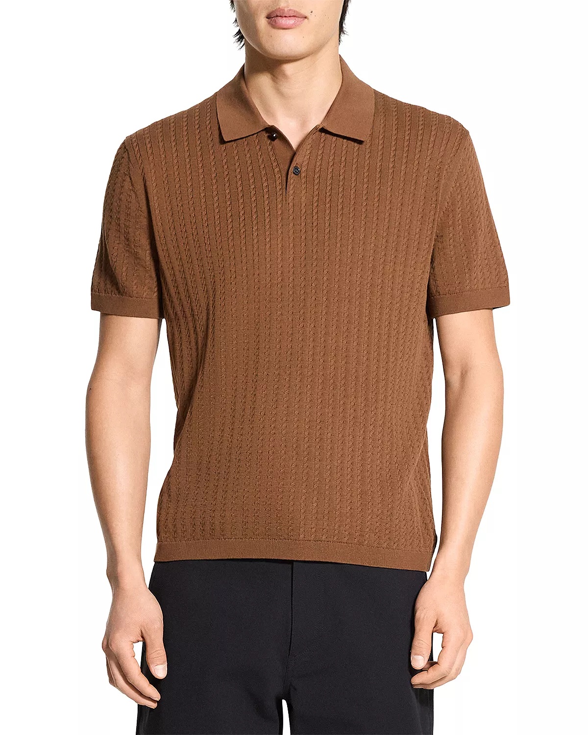 Short Sleeve Cable Polo - 1