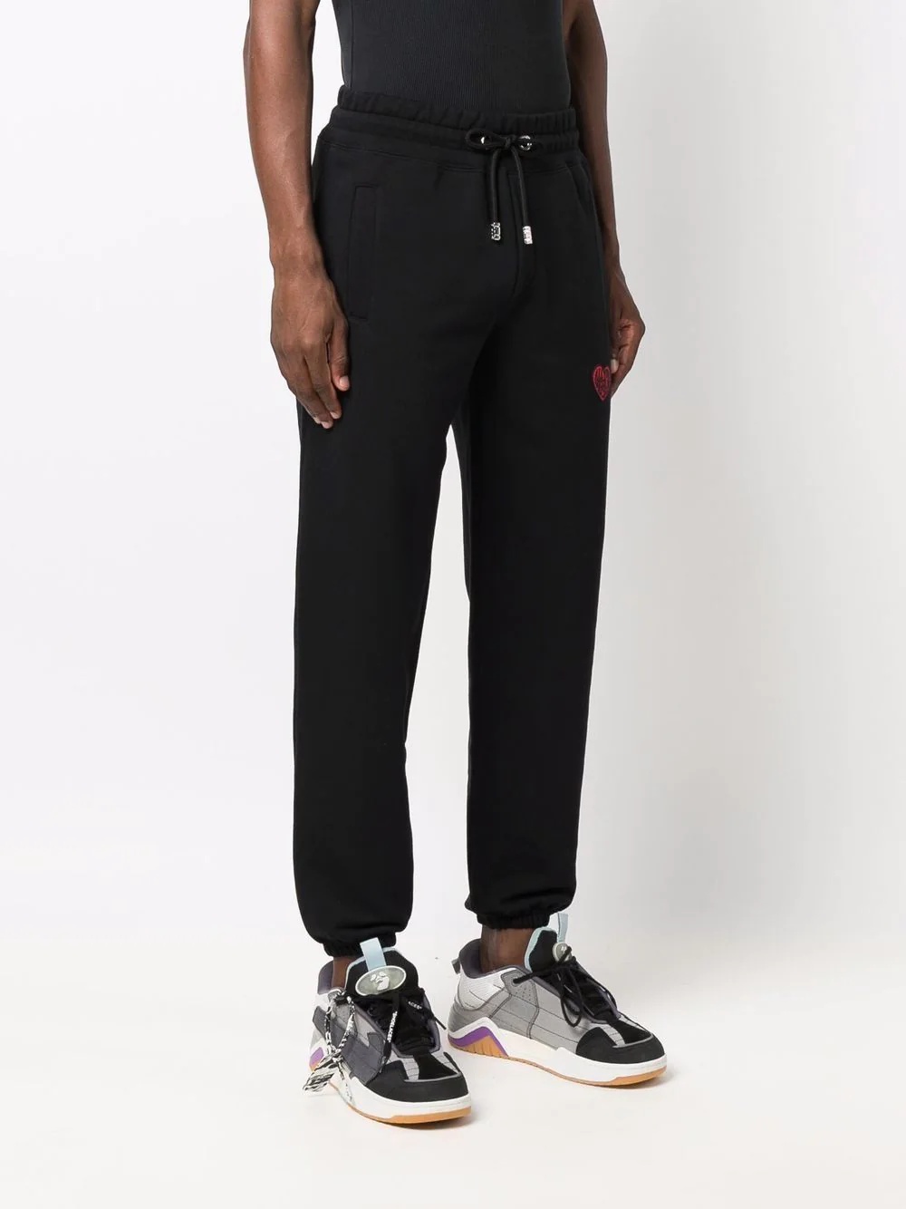 heart-embroidered track pants - 3