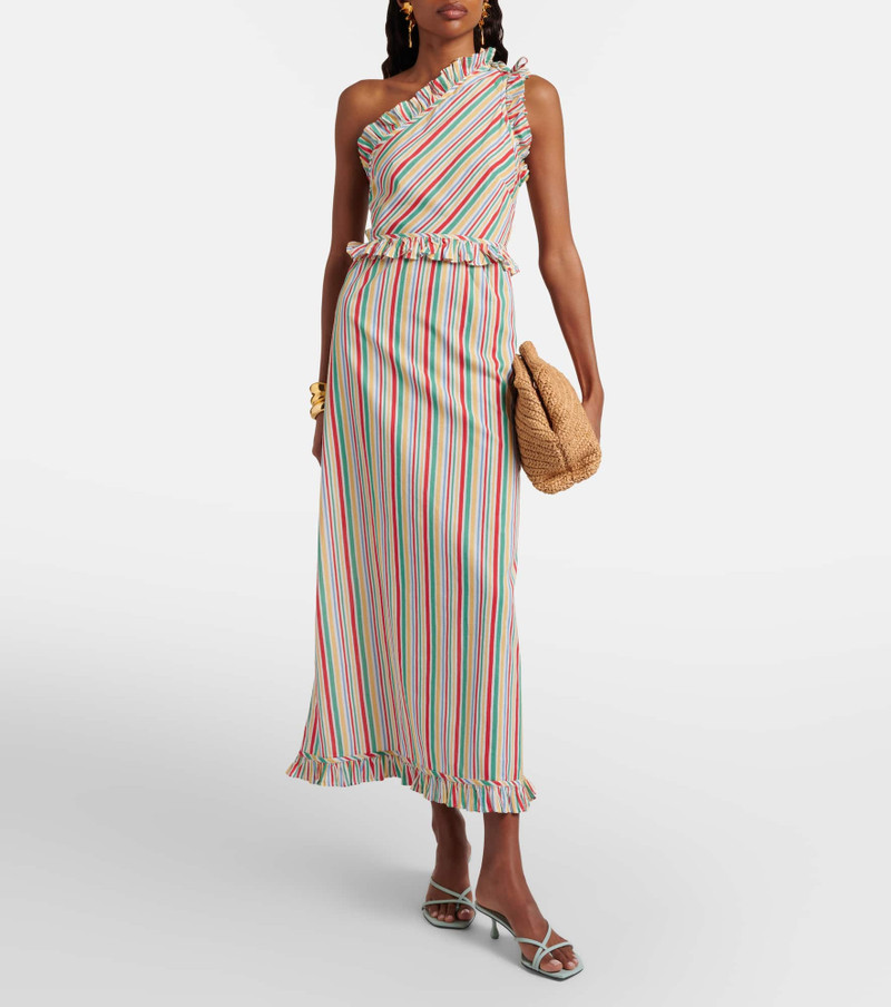 RIXO Arabelle striped cotton midi dress outlook