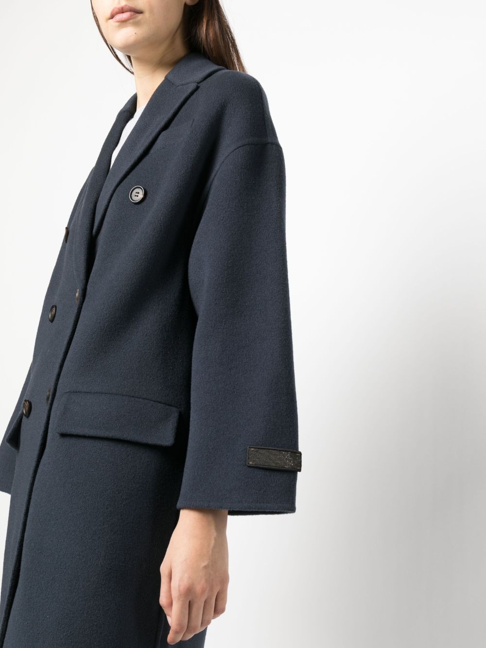 Monili bead-embellished wool-cashmere coat - 5