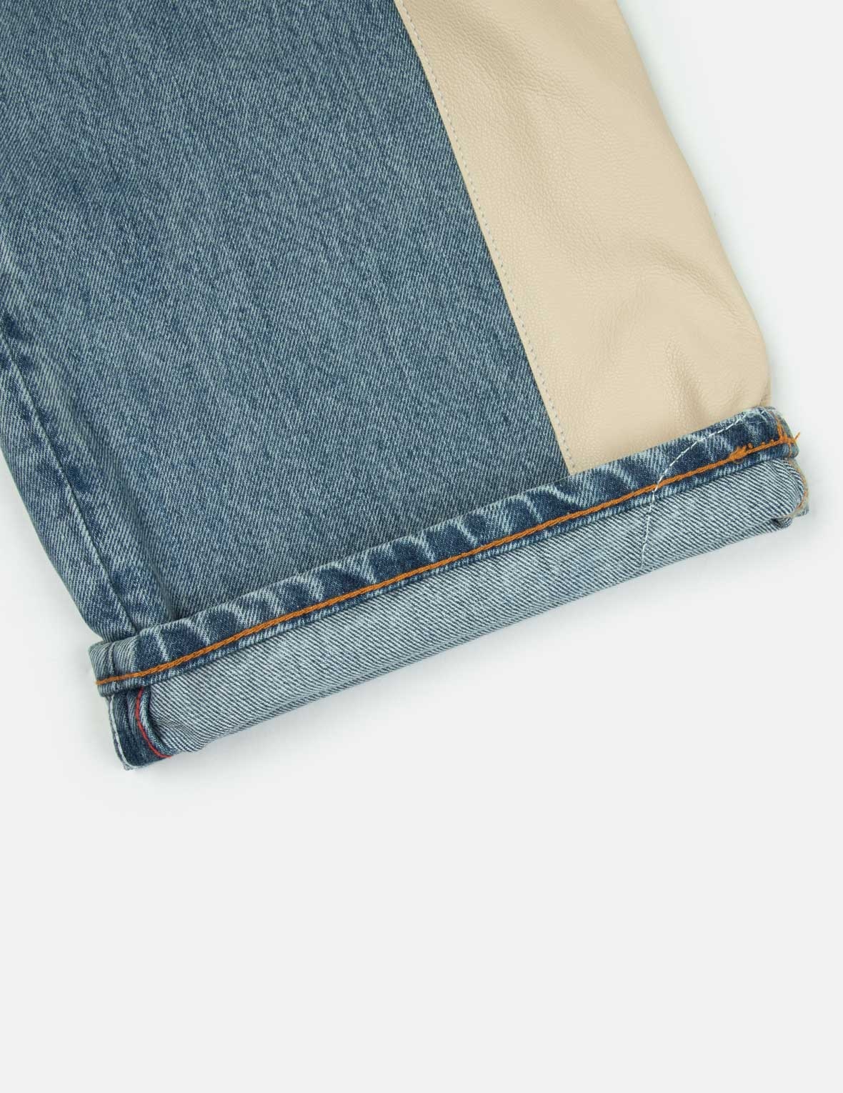 Leather Inlay and Seagull Pockets Baggy Fit Jeans - 11