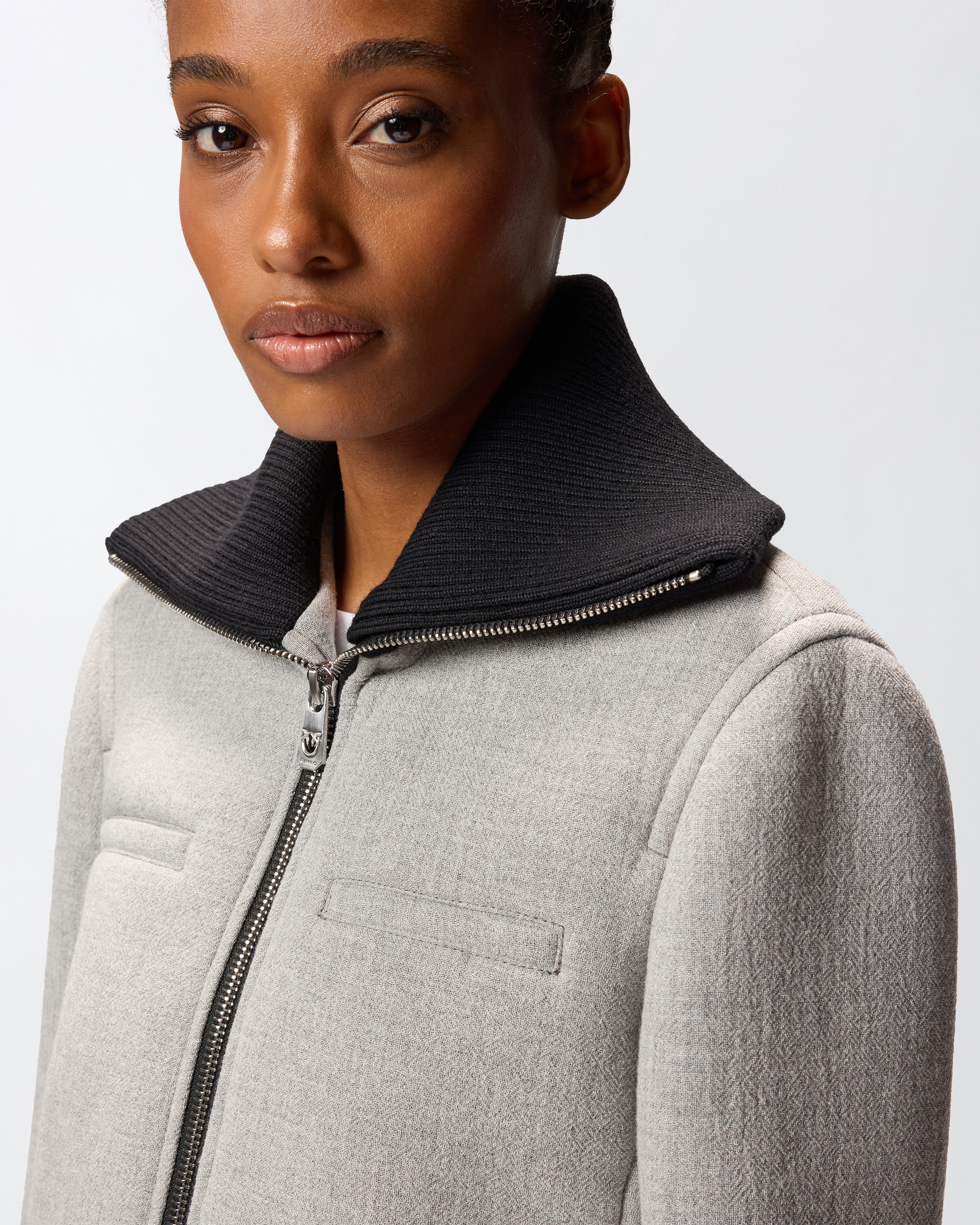 SLIM-FIT JACKET WITH KNIT COLLAR - 5