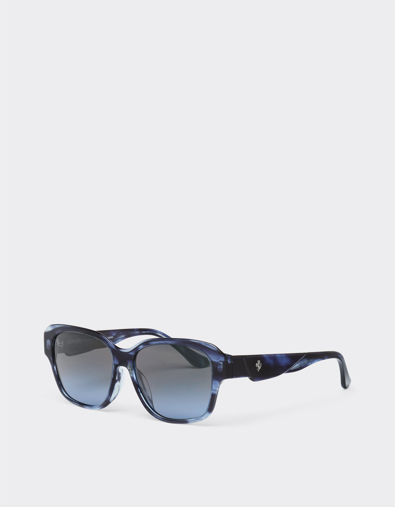 Ferrari sunglasses in striped blue acetate with polarised gradient blue lenses 4
