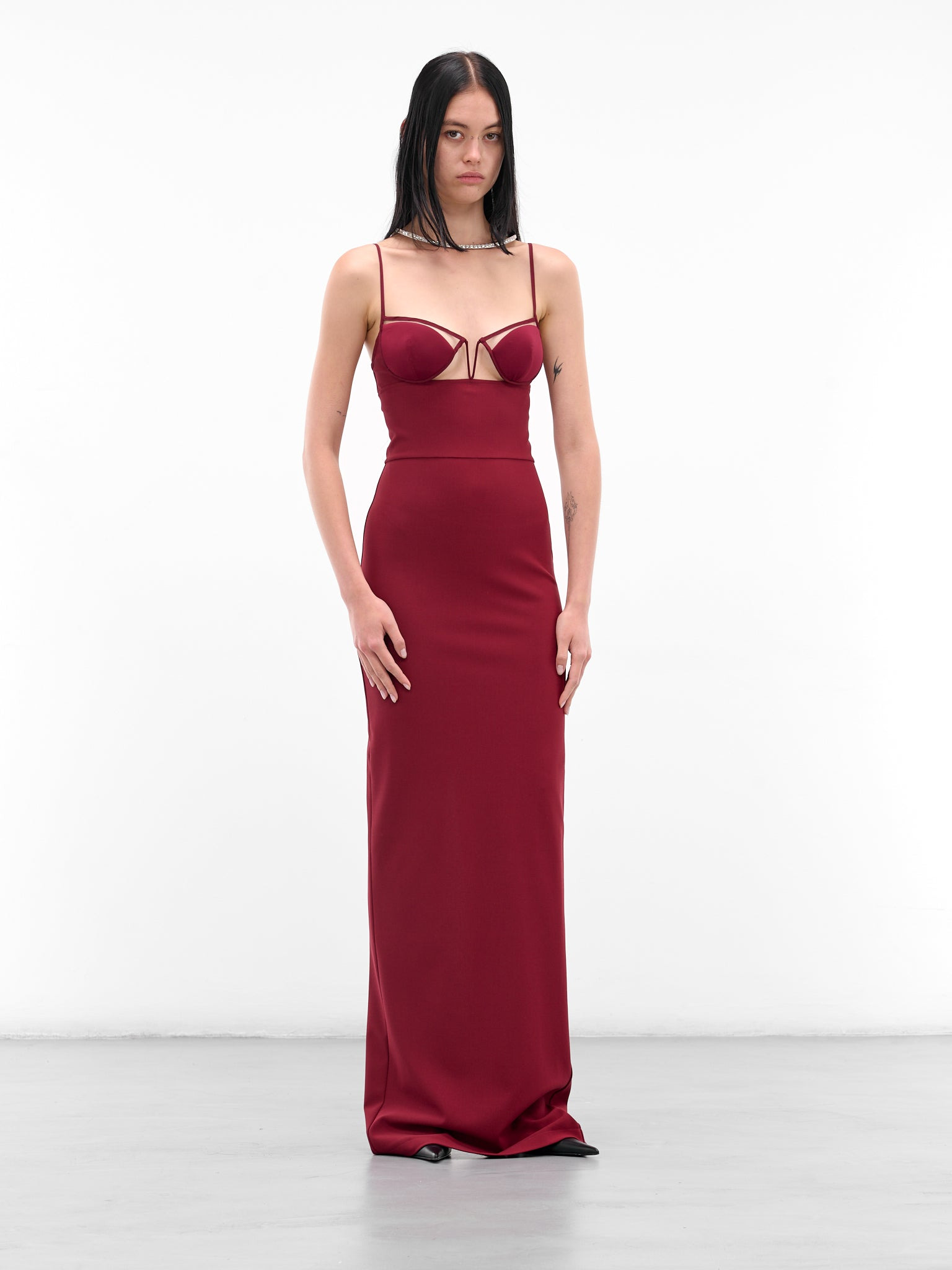 Red V-Wire Bra Maxi Dress - 6
