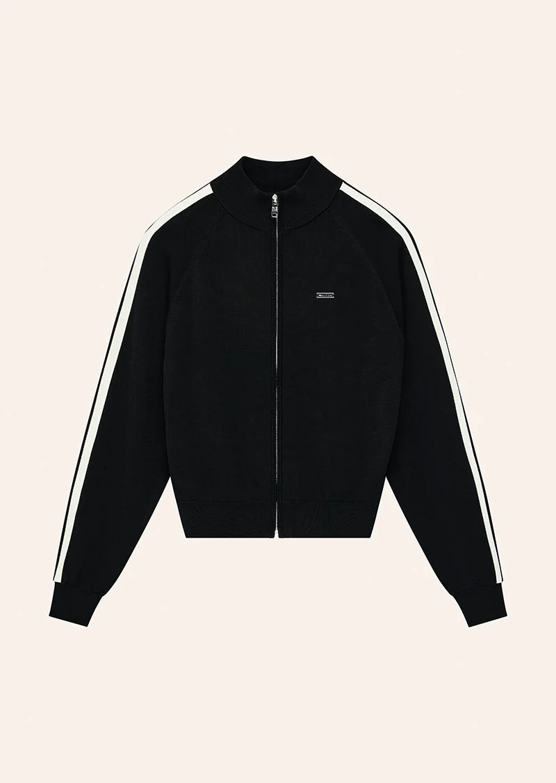 RETREAT KNIT JACKET IN BLACK & WHISPER WHITE - 1