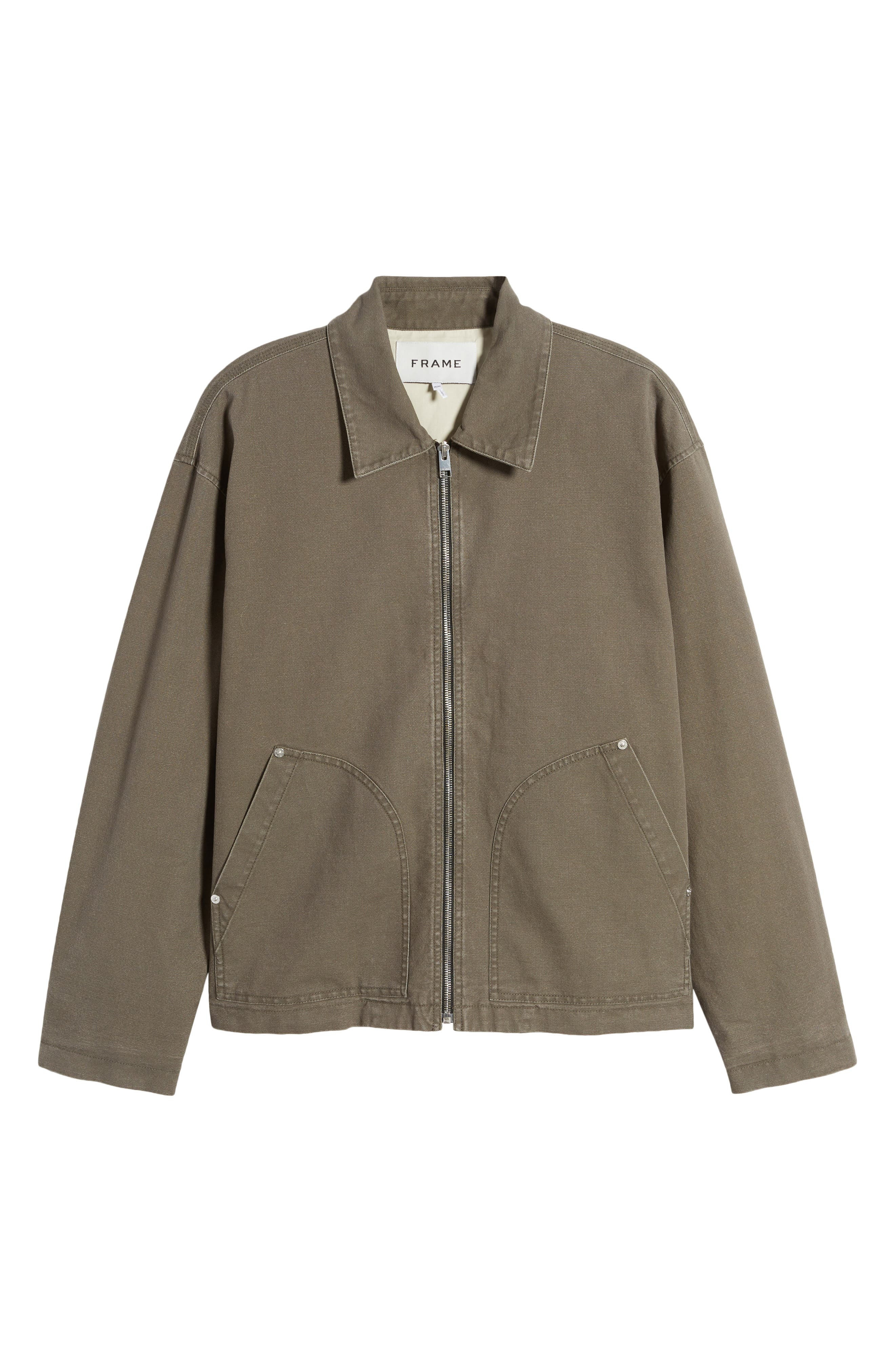 FRAME Garment Washed Denim Trucker Jacket in Olive Green at Nordstrom - 6