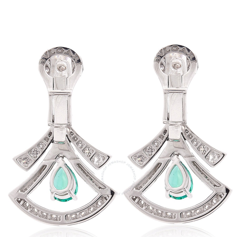 Bvlgari Divas' Dream 18K White Gold, Diamond, & Emerald Drop Earrings - 3