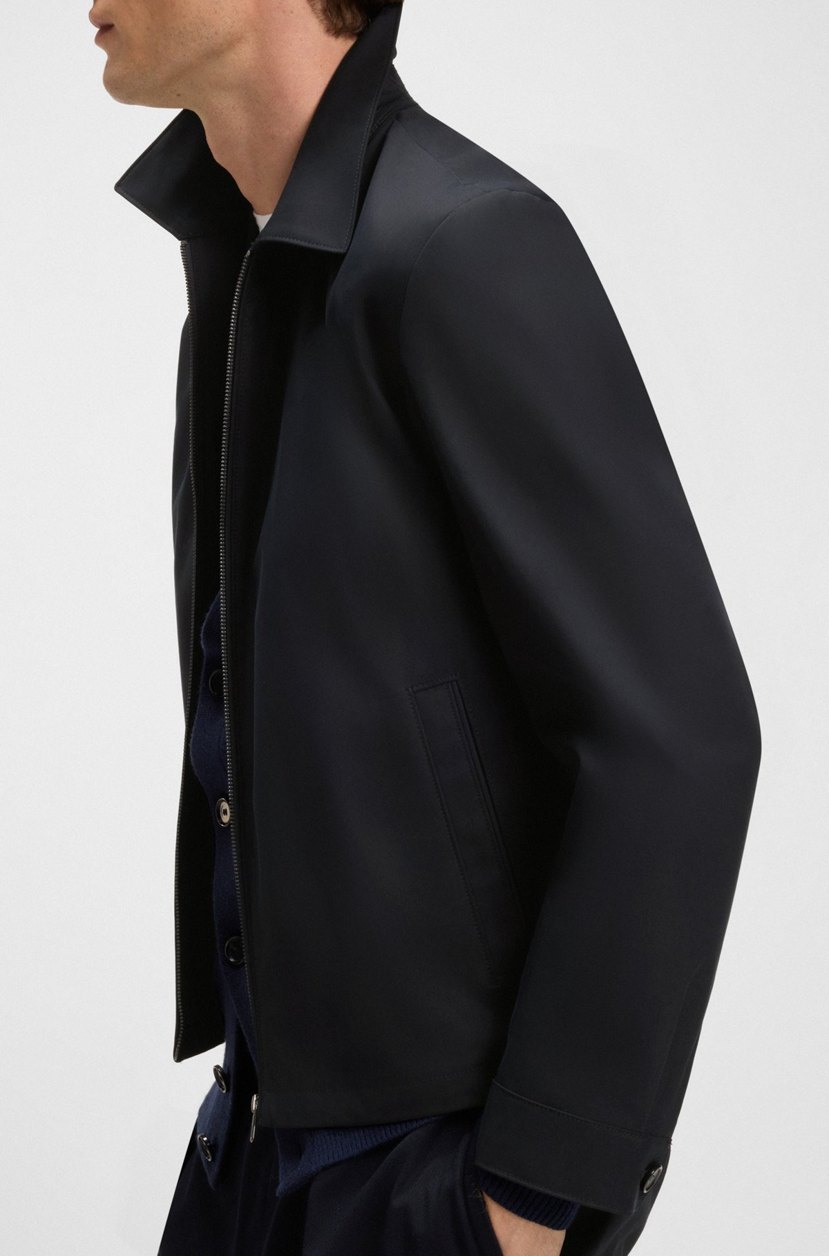 BECKHAM X BOSS COTTON-BLEND JACKET WITH ZIPPED CLOSURE - 6