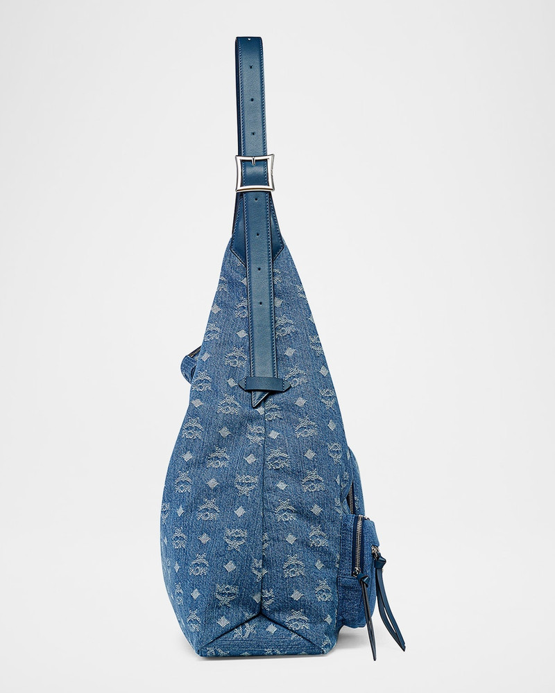 MCM Aren XL Visetos Denim Shoulder Bag outlook