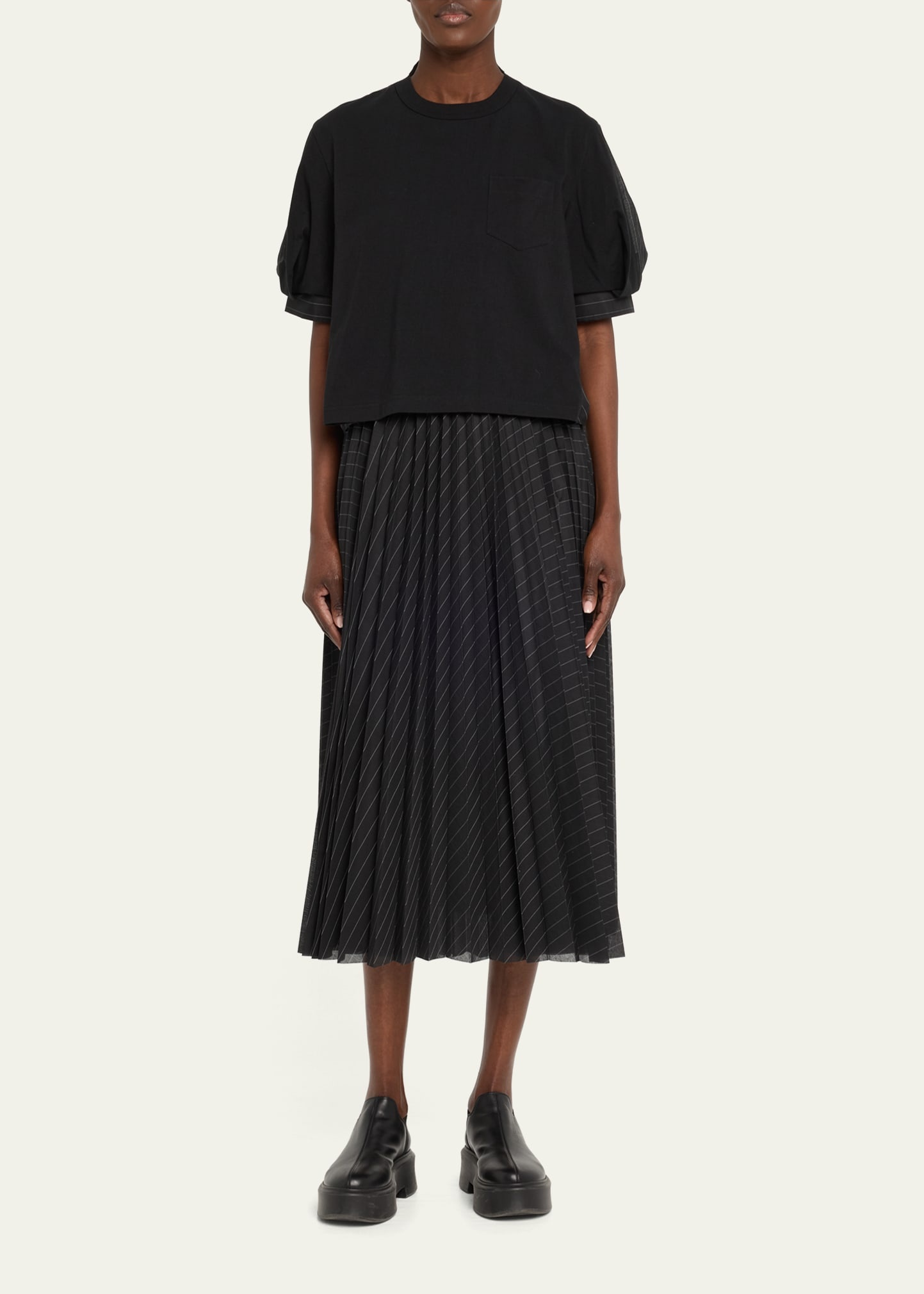 Hybrid Pinstripe Back Jersey Front T-Shirt - 2