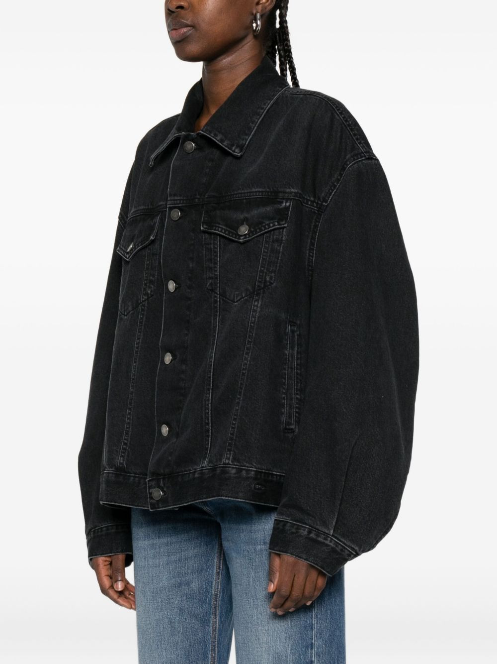 button-fastening denim jacket - 3
