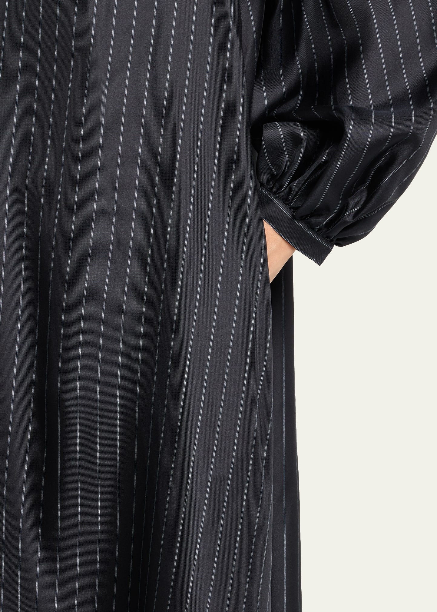 Sabbia Pinstripe Silk Midi Dress - 5