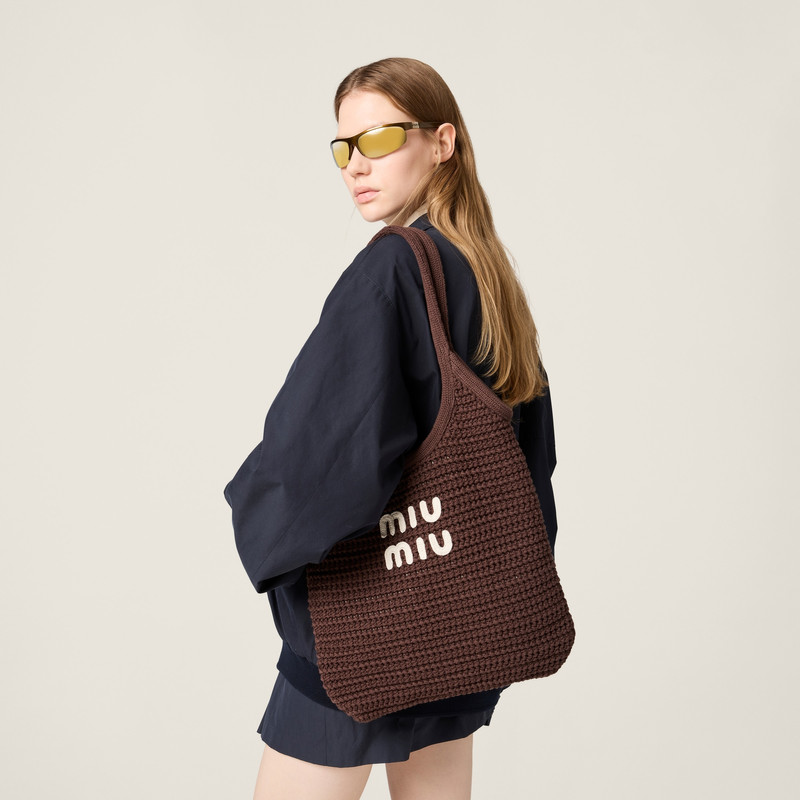 Miu Miu IVY raffia-effect woven tote bag outlook