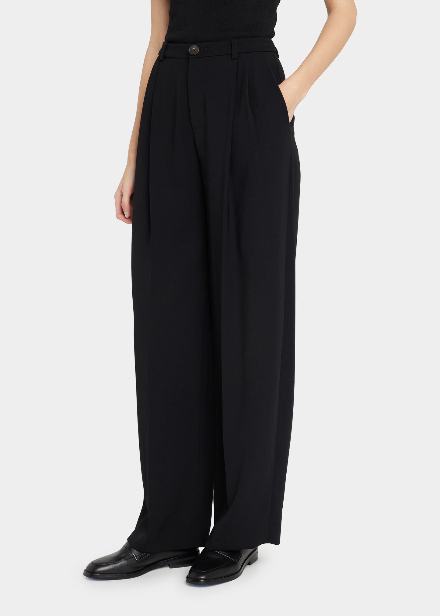 Drop-Waist Pleated Crepe Trousers - 3