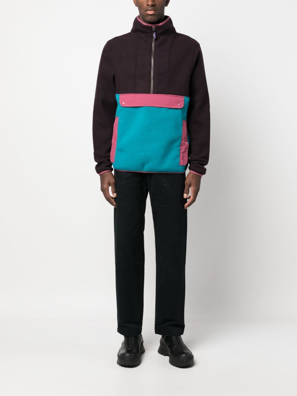 half-zip fleece-texture sweatshirt - 2