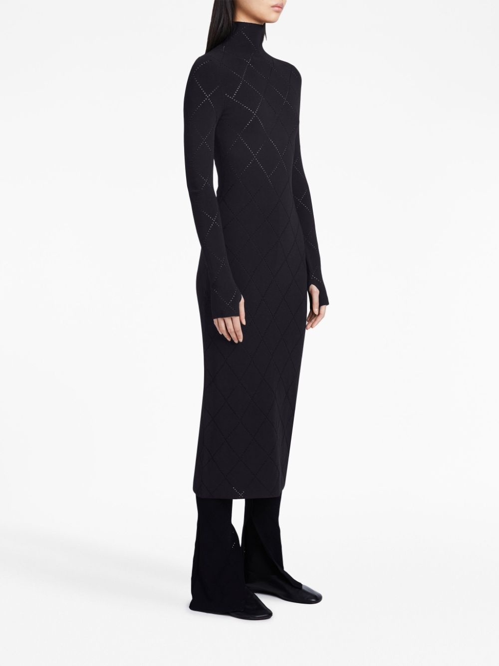 Pointelle Diamonds-knit high-neck midi dress - 3