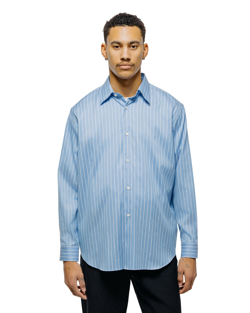 AURALEE Cotton Silk Stripe Shirt Sax Blue Stripe outlook