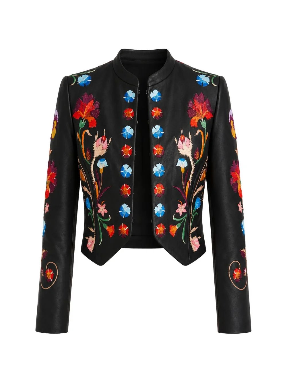 Toledo floral-embroidered leather jacket - 1