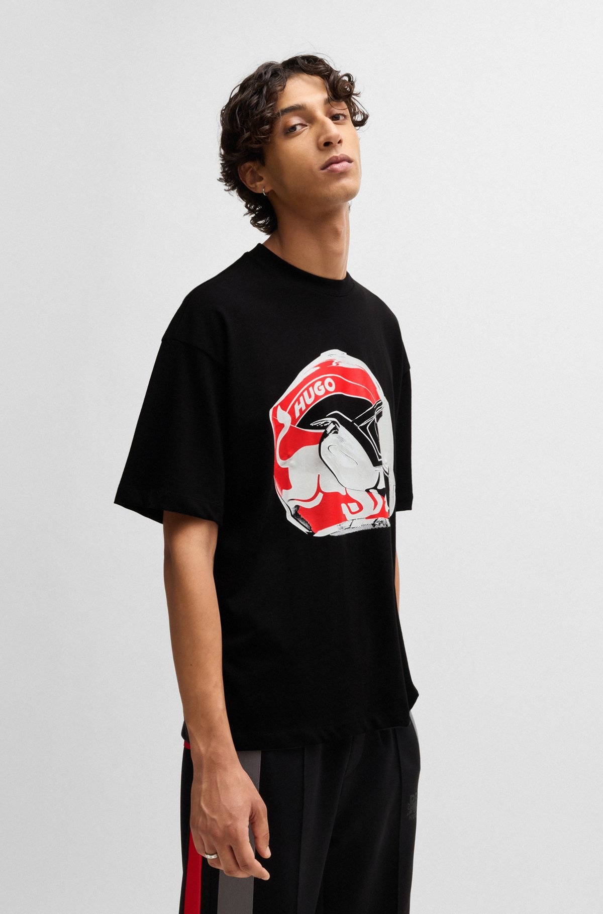 HUGO X RB OVERSIZE-FIT COTTON T-SHIRT WITH RACING PRINT - 2