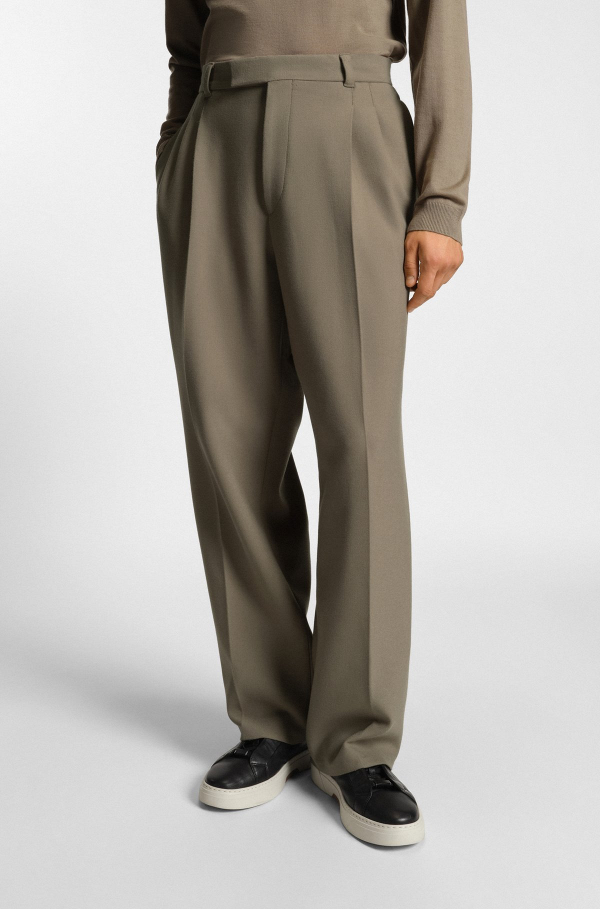 RELAXED-FIT TROUSERS WITH DOUBLE PLEAT - 2